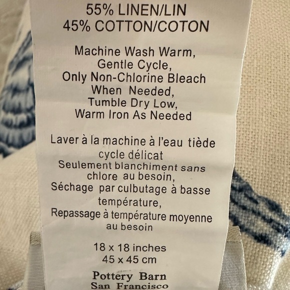 Pottery Barn Linen Blend Seashell Pillow Cover with Pillow - Picture 6 of 7